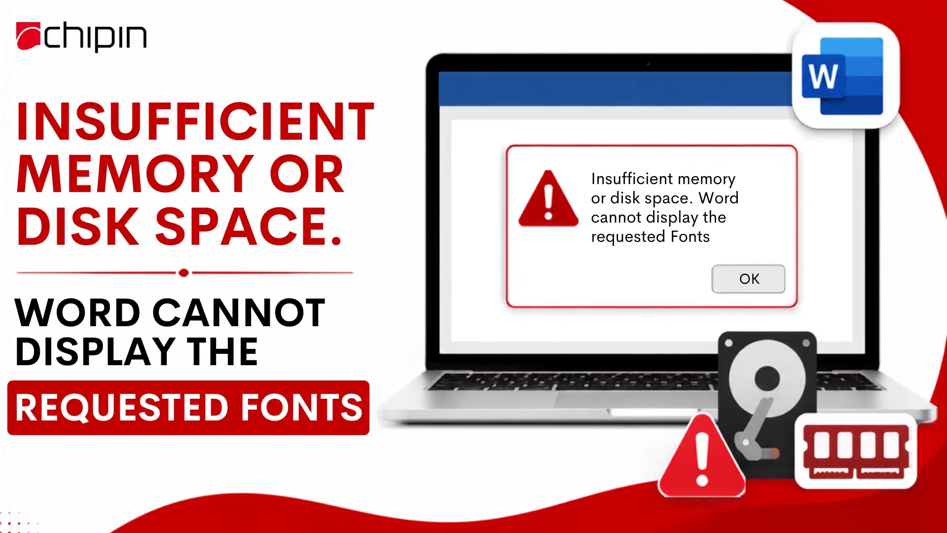 Insufficient memory or Disk Space. Word Cannot Display the Requested Fonts