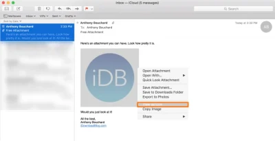 Mac Mail attachment icon settings