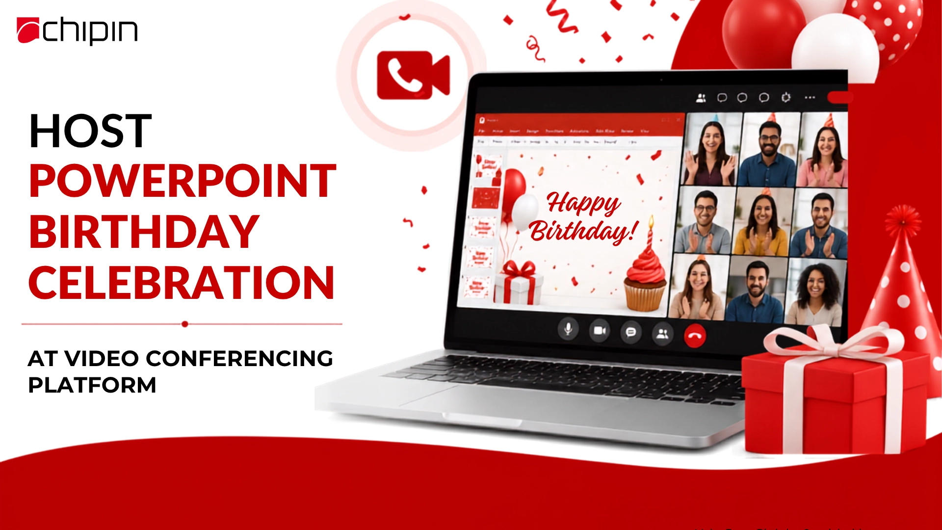 PowerPoint Birthday Celebration at Video Conferencing