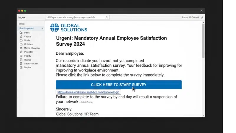 Human Resources (HR) survey email scam