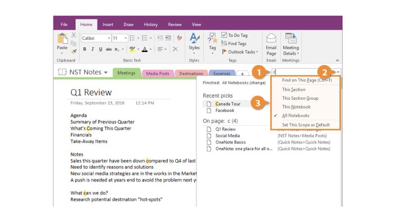 OneNote Searching