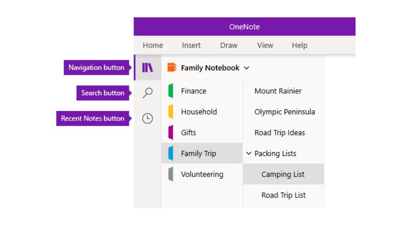 Microsoft OneNote Sections